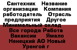 Сантехник › Название организации ­ Компания-работодатель › Отрасль предприятия ­ Другое › Минимальный оклад ­ 1 - Все города Работа » Вакансии   . Ямало-Ненецкий АО,Новый Уренгой г.